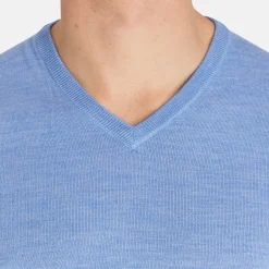 Callaway Tröjor Herr-Ls V-Neck Merino Chambray Htr