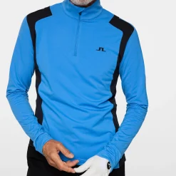J.Lindeberg Tröjor Herr-Lukas Quarter Zip Mid Layer Sonic-Blue