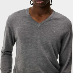 J.Lindeberg Tröjor Herr-Lymann Merino V-Neck Sweater Grey-Melange