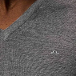 J.Lindeberg Tröjor Herr-Lymann Merino V-Neck Sweater Grey-Melange