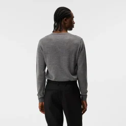 J.Lindeberg Tröjor Herr-Lymann Merino V-Neck Sweater Grey-Melange
