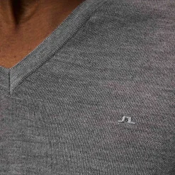 J.Lindeberg Tröjor Herr-Lymann Merino V-Neck Sweater Grey-Melange