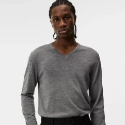 J.Lindeberg Tröjor Herr-Lymann Merino V-Neck Sweater Grey-Melange