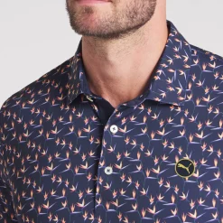 Puma Pikétröjor Herr-Mattr Paradise - Lc Deep-Navy-Sunny-Yellow