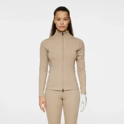 J.Lindeberg Tröjor Dam-Mel Zip Mid Layer Vintage-Khaki