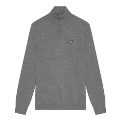 Lyle & Scott Tröjor Herr-Merino Blend Quarter Zip Grå Mid Grey (T28)