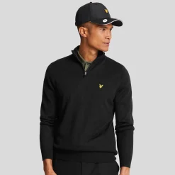 Lyle & Scott Tröjor Herr-Merino Blend Quarter Zip Svart Jet Black (Z865)