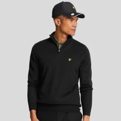 Lyle & Scott Tröjor Herr-Merino Blend Quarter Zip Svart Jet Black (Z865)