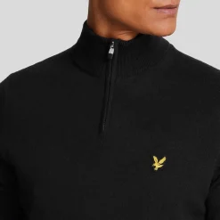 Lyle & Scott Tröjor Herr-Merino Blend Quarter Zip Svart Jet Black (Z865)