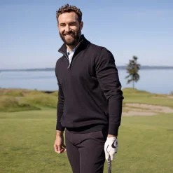 Cutter & Buck Tröjor Herr-Oakville Half Zip Sweater Svart Svart (99)