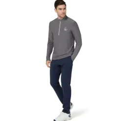 Original Penguin Tröjor Herr-OP L/S 1/4 Zip Technica Quiet-Gray-Heather
