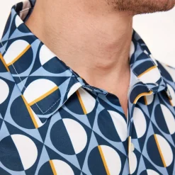 Func Factory Pikétröjor Herr-Printed Blue Print (845)