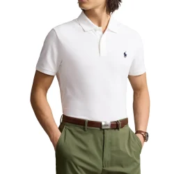 Ralph Lauren Pikétröjor Herr-Short Sleeve Polo Performance Stretch Mesh Ceramic White