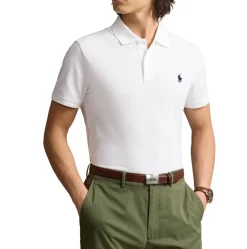 Ralph Lauren Pikétröjor Herr-Short Sleeve Polo Performance Stretch Mesh Ceramic White