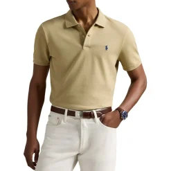 Ralph Lauren Pikétröjor Herr-Short Sleeve Polo Performance Stretch Mesh Classic Khaki