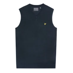Lyle & Scott Tröjor Herr-Slipover Merino Blend V-Neck Blå Navy (Z271)