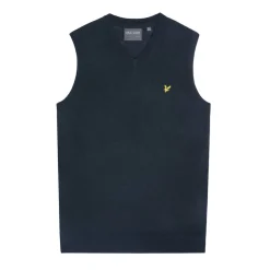 Lyle & Scott Tröjor Herr-Slipover Merino Blend V-Neck Blå Navy (Z271)