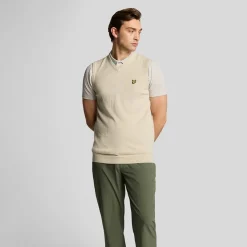 Lyle & Scott Tröjor Herr-Slipover Merino Blend V-Neck Beige Beige (Sesame Z745)
