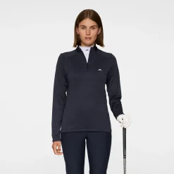 J.Lindeberg Tröjor Dam-Steffi Quarter Zip Mid Layer Navy-Melange