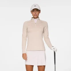 J.Lindeberg Tröjor Dam-Steffi Quarter Zip Mid Layer Beige-Melange
