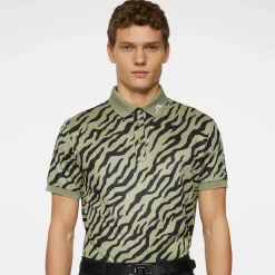 J.Lindeberg Pikétröjor Herr-Tour Tech Print Polo Tour-Tiger-Olive-M