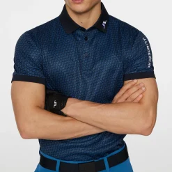 J.Lindeberg Pikétröjor Herr-Tour Tech Print Polo Shadow-Bridge-Navy-S