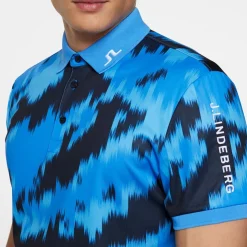 J.Lindeberg Pikétröjor Herr-Tour Tech Print Polo Warp-Sonic-Blue-L
