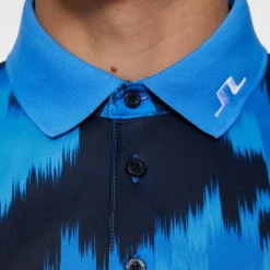 J.Lindeberg Pikétröjor Herr-Tour Tech Print Polo Warp-Sonic-Blue-L