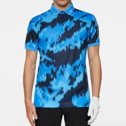 J.Lindeberg Pikétröjor Herr-Tour Tech Print Polo Warp-Sonic-Blue-L