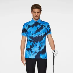 J.Lindeberg Pikétröjor Herr-Tour Tech Print Polo Warp-Sonic-Blue-L
