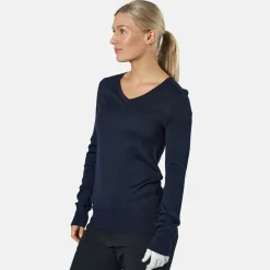 Cutter & Buck Tröjor Dam-Vernon V-Neck Merino Blå Navy (580)