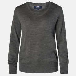 Cutter & Buck Tröjor Dam-Vernon V-Neck Merino Grå Antracite (955)