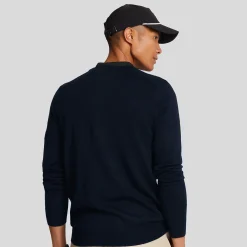 Lyle & Scott Tröjor Herr-V-Neck Merino Blend Blå Dark Navy (Z271)