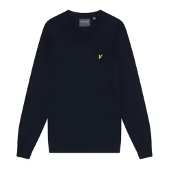 Lyle & Scott Tröjor Herr-V-Neck Merino Blend Blå Dark Navy (Z271)