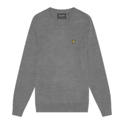 Lyle & Scott Tröjor Herr-V-Neck Merino Blend Grå Mid Grey (T28)
