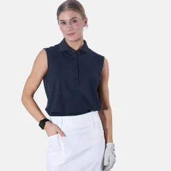 Abacus Pikétröjor Dam-W Cray Sleeveless Blå 300-Navy