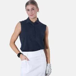 Abacus Pikétröjor Dam-W Cray Sleeveless Blå 300-Navy