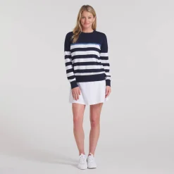 Puma Tröjor Dam-W Resort Stripe Sweater Deep-Navy-White-Glow
