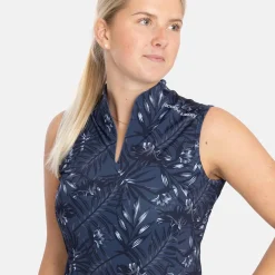 Bogeys & Birdies Pikétröjor Dam-W Tech Blade SL AOP Blå Navy/Chambray