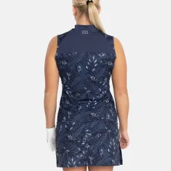 Bogeys & Birdies Pikétröjor Dam-W Tech Blade SL AOP Blå Navy/Chambray