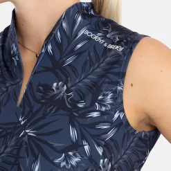 Bogeys & Birdies Pikétröjor Dam-W Tech Blade SL AOP Blå Navy/Chambray