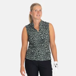 Bogeys & Birdies Pikétröjor Dam-W Tech Blade SL AOP Svart Clover Green/Black