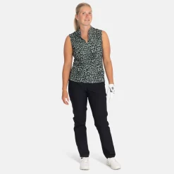 Bogeys & Birdies Pikétröjor Dam-W Tech Blade SL AOP Svart Clover Green/Black