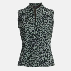 Bogeys & Birdies Pikétröjor Dam-W Tech Blade SL AOP Svart Clover Green/Black