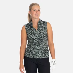 Bogeys & Birdies Pikétröjor Dam-W Tech Blade SL AOP Svart Clover Green/Black