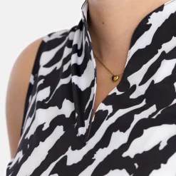 Bogeys & Birdies Pikétröjor Dam-W Tech Blade SL AOP Svart Vit Black/White (Zebra)