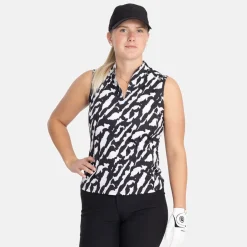 Bogeys & Birdies Pikétröjor Dam-W Tech Blade SL AOP Svart Vit Black/White (Zebra)