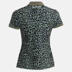 Bogeys & Birdies Pikétröjor Dam-W Tech Hidden Button Pique AOP Svart Clover Green/Black