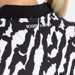Bogeys & Birdies Pikétröjor Dam-W Tech Hidden Button Pique AOP Svart Vit Black/White (Zebra)