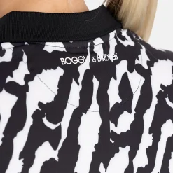 Bogeys & Birdies Pikétröjor Dam-W Tech Hidden Button Pique AOP Svart Vit Black/White (Zebra)